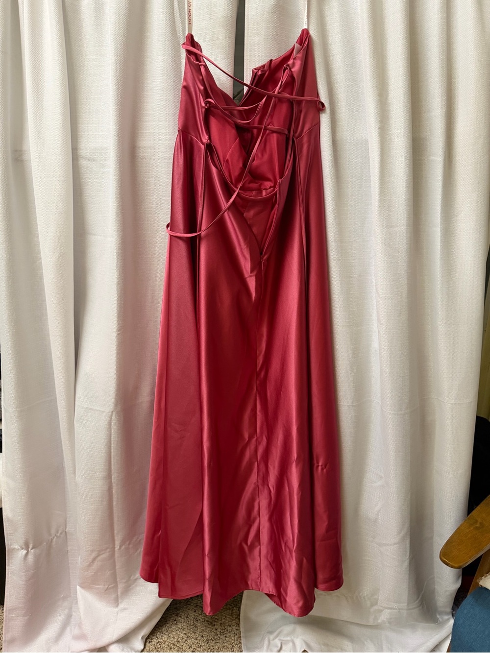JJs House Dusty Rose Spaghetti Strap A-Line Prom Gown - Picture 4 of 5